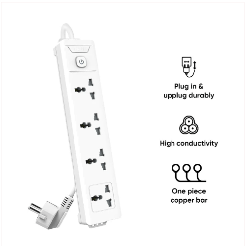 Deli ET403 2 Pin 4 Port White 3 Meter Power Strip Price in Bangladesh